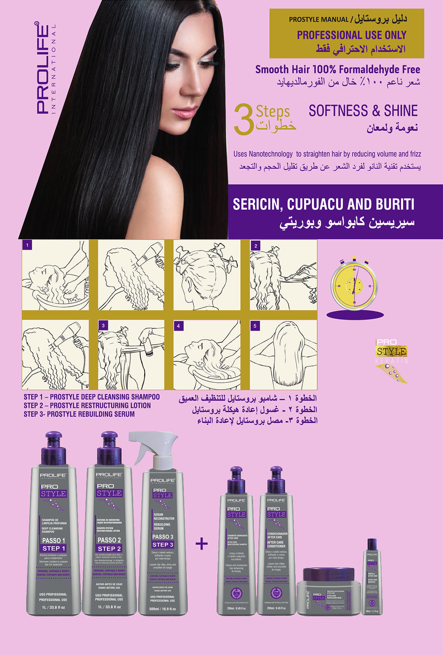 PROSTYLE Hair Keratin Straightening Kit for Very Rough and Thick Hair | Contain Natural Ingredients | No Bad Smell or Eye Irritation | Made In Brazil