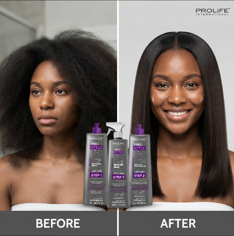 PROSTYLE Hair Keratin Straightening Kit for Very Rough and Thick Hair | Contain Natural Ingredients | No Bad Smell or Eye Irritation | Made In Brazil
