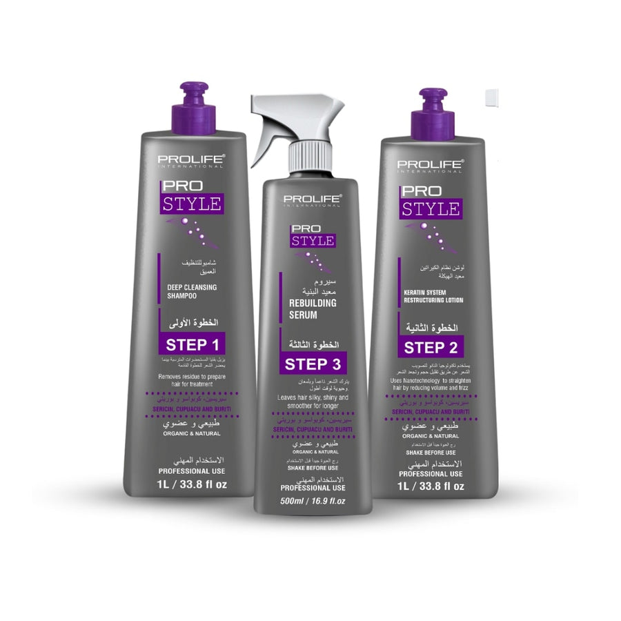 PROSTYLE Hair Keratin Straightening Kit for Very Rough and Thick Hair | Contain Natural Ingredients | No Bad Smell or Eye Irritation | Made In Brazil